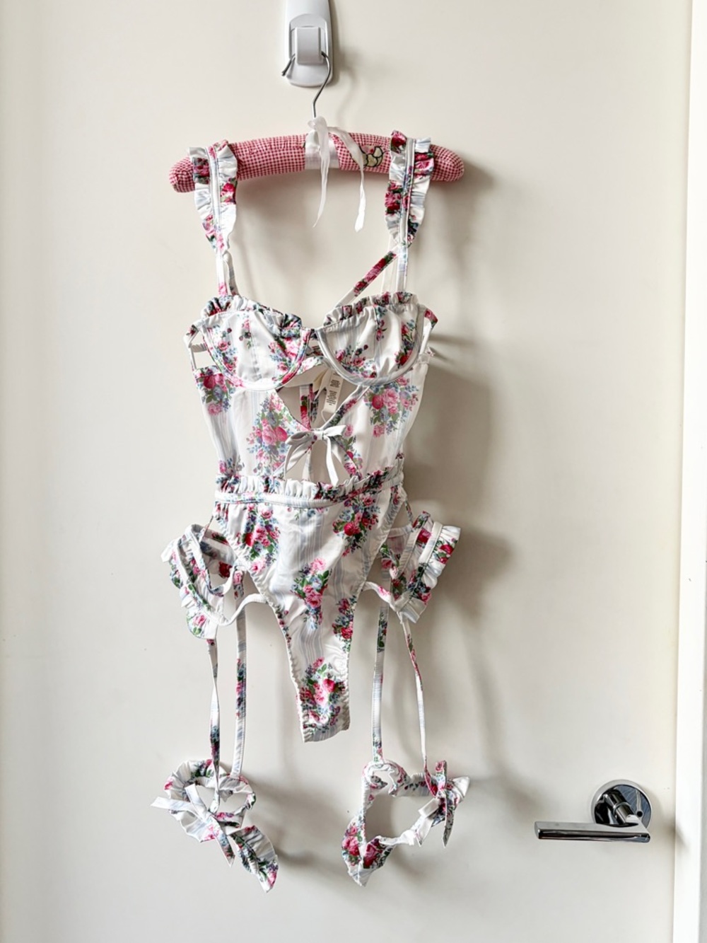 BNWT For Love & Lemons Lailah Teddy Bodysuit Cottage-core white floral print